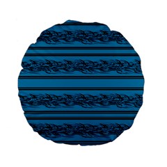 Blue Barbwire Standard 15  Premium Flano Round Cushions by Valentinaart