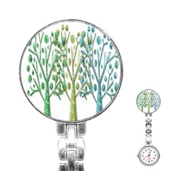 Magical Green Trees Stainless Steel Nurses Watch by Valentinaart