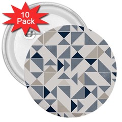 Geometric Triangle Modern Mosaic 3  Buttons (10 Pack)  by Amaryn4rt
