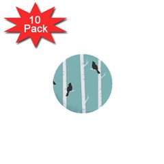 Birds Trees Birch Birch Trees 1  Mini Buttons (10 Pack)  by Amaryn4rt