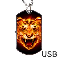 Tiger Dog Tag Usb Flash (one Side) by Nexatart