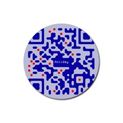 Qr Code Congratulations Rubber Round Coaster (4 Pack)  by Nexatart