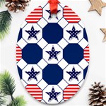 Patriotic Symbolic Red White Blue Ornament (Oval) Front