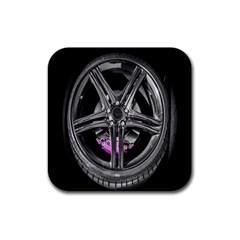 Bord Edge Wheel Tire Black Car Rubber Square Coaster (4 Pack)  by Nexatart