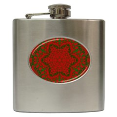 Christmas Kaleidoscope Art Pattern Hip Flask (6 Oz) by Nexatart