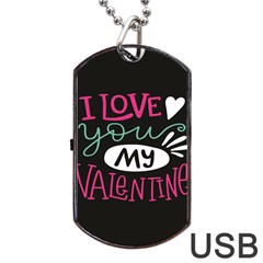  I Love You My Valentine / Our Two Hearts Pattern (black) Dog Tag Usb Flash (one Side) by FashionFling