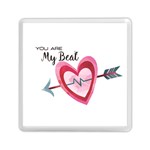 You Are My Beat / Pink And Teal Hearts Pattern (white)  Memory Card Reader (Square)  Front