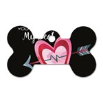 You Are My Beat / Pink And Teal Hearts Pattern (black)  Dog Tag Bone (One Side) Front