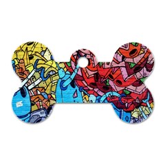 Colorful Graffiti Art Dog Tag Bone (two Sides) by Nexatart
