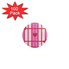 Fabric Magenta Texture Textile Love Hearth 1  Mini Magnets (100 Pack)  by Nexatart