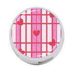 Fabric Magenta Texture Textile Love Hearth 4-Port USB Hub (Two Sides)  Front
