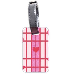 Fabric Magenta Texture Textile Love Hearth Luggage Tags (two Sides) by Nexatart
