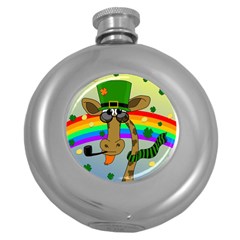 Irish Giraffe Round Hip Flask (5 Oz) by Valentinaart