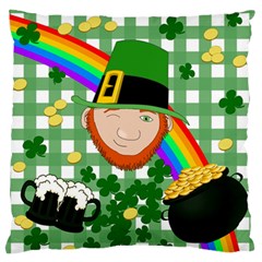 Lucky Irish Large Flano Cushion Case (one Side) by Valentinaart