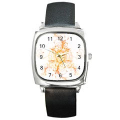 Orange Swirls Square Metal Watch by SheGetsCreative