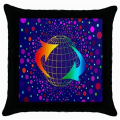 Recycling Arrows Circuit Throw Pillow Case (black) by Nexatart