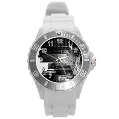 Urban Scene Street Road Busy Cars Round Plastic Sport Watch (l) by Nexatart