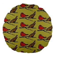 Bird Birds Animal Nature Wild Wildlife Large 18  Premium Flano Round Cushions by Amaryn4rt
