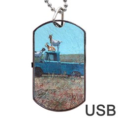 Goats On A Pickup Truck Dog Tag Usb Flash (two Sides) by digitaldivadesigns
