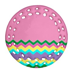 Easter Chevron Pattern Stripes Round Filigree Ornament (two Sides) by Amaryn4rt