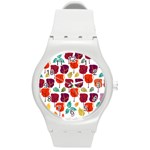 Tree Pattern Background Round Plastic Sport Watch (M) Front