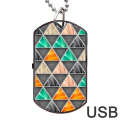 Abstract Geometric Triangle Shape Dog Tag Usb Flash (one Side) by Amaryn4rt