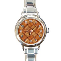 Vector Square Texture Pattern Round Italian Charm Watch by Amaryn4rt