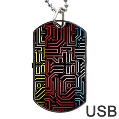 Circuit Board Seamless Patterns Set Dog Tag Usb Flash (one Side) by Amaryn4rt