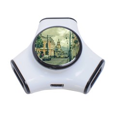 Historic Center Urban Scene At Riobamba City, Ecuador 3-port Usb Hub by dflcprints