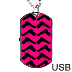 Pink Gun Dog Tag Usb Flash (two Sides) by boho