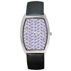 Purple Eyeballs Barrel Style Metal Watch by boho
