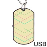 Abstract Yellow Geometric Line Pattern Dog Tag USB Flash (Two Sides) Front