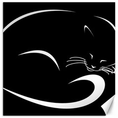 Cat Black Vector Minimalism Canvas 12  X 12   by Simbadda