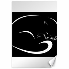 Cat Black Vector Minimalism Canvas 24  X 36  by Simbadda