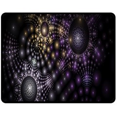 Fractal Patterns Dark Circles Double Sided Fleece Blanket (medium)  by Simbadda
