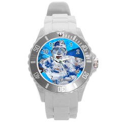 Swimming Angel Round Plastic Sport Watch (l) by Valentinaart