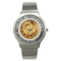 Gold Background Texture Pattern Stainless Steel Watch by Simbadda