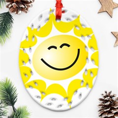 The Sun A Smile The Rays Yellow Oval Filigree Ornament (two Sides) by Simbadda
