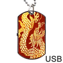 Fabric Pattern Dragon Embroidery Texture Dog Tag Usb Flash (two Sides) by Simbadda