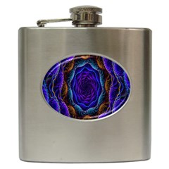 Flowers Dive Neon Light Patterns Hip Flask (6 Oz) by Simbadda