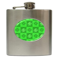 Fabric Shamrocks Clovers Hip Flask (6 Oz) by Simbadda