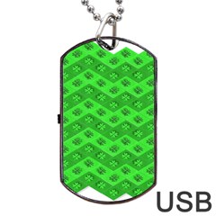 Shamrocks 3d Fabric 4 Leaf Clover Dog Tag Usb Flash (two Sides) by Simbadda