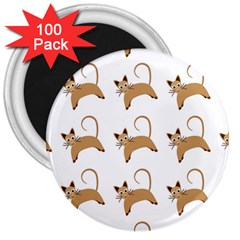 Cute Cats Seamless Wallpaper Background Pattern 3  Magnets (100 Pack) by Simbadda