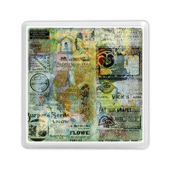 Old Newspaper And Gold Acryl Painting Collage Memory Card Reader (square)  by EDDArt