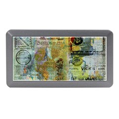Old Newspaper And Gold Acryl Painting Collage Memory Card Reader (mini) by EDDArt