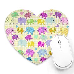 Cute Elephants  Heart Mousepads by Valentinaart