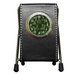 Camouflage Green Army Texture Pen Holder Desk Clocks by Simbadda