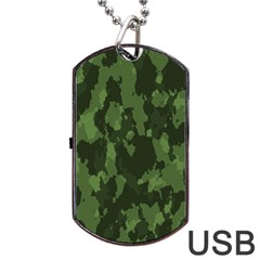 Camouflage Green Army Texture Dog Tag Usb Flash (two Sides) by Simbadda