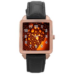 Bubbles Abstract Art Gold Golden Rose Gold Leather Watch  by Simbadda