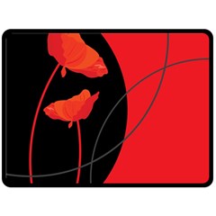 Flower Floral Red Black Sakura Line Double Sided Fleece Blanket (large)  by Mariart